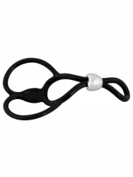 Эрекционное лассо Triple Ball- und Cockring, с подхватом мошонки, 13 см, силикон, черный