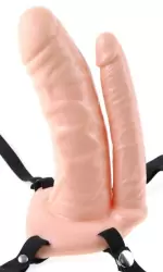 Полый страпон двойного проникновения 6 Hollow Fantasy с вибрацией – телесный