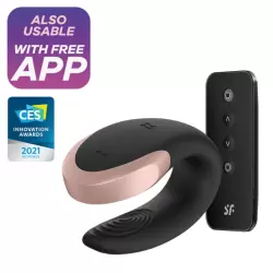 Парный вибратор Satisfyer Double Love с возможностью управления через пульт и приложение (черный)