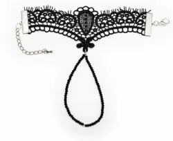 Черный кружевной браслет ручной работы с бусинками Dolce Piccante Bello fiore - XS