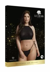 Топ и трусики со стразами Festive Rhinestone Top and Thong Plus size (черный)