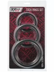 Набор эрекционных колец TOYFA Black&Red – черный