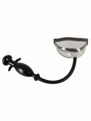 Вакуумная помпа для половых губ Vibrating Vagina Sucker, 14,2 см, с вибрацией, с проводным пультом, черный