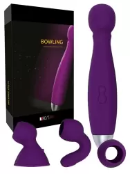 Перезаряжаемый вибростимулятор с тремя насадками для двоих Bowling – фиолетовый