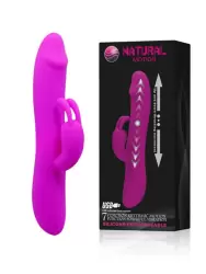 Водонепроницаемый вибратор двойного действия Natural Motion с возвратно-поступательными движениями – розовый
