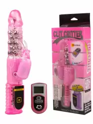 Ротатор-вибромассажер двойного действия Clit Critter с пультом дистанционного управления – розовый