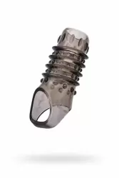 Открытая увеличивающая насадка на пенис TOYFA XLover с подхватом мошонки – серый