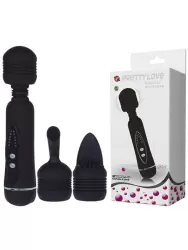 Водонепроницаемый массажер для тела Magical Massager с мощной вибрацией и 2-мя сменными насадками – черный 