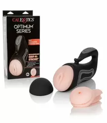 Вибромастурбатор Optimum Power Grip-N-Stroke  со сменными вставками - черный