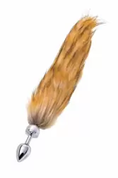 Маленькая анальная пробка с большим хвостом TOYFA Metal – рыжий