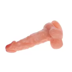 Рельефный вибромассажер-реалистик с мошонкой на присоске American Special Technical Troops – телесный