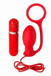 Анальная втулка с вибропулей и эрекционным кольцом TOYFA Black&Red – красный