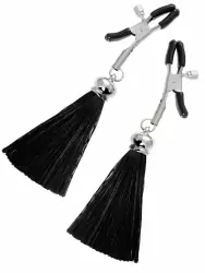 Зажимы на соски Pecado BDSM, «Прищепки», с кисточками из шелка, металл, черные