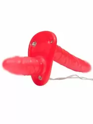 Реалистичный двойной страпон Orion, анально вагинальный, с проводным пультом, ПВХ, малиновый