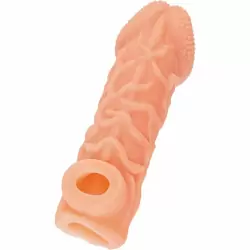 Реалистичная насадка на пенис с венками и отверстием для мошонки «Cock sleeve» (большая), Kokos