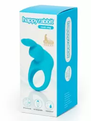 Эрекционное виброкольцо Happy Rabbit, 12 режимов, с ушками, синее