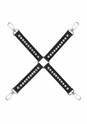 Фиксатор для БДСМ-игр из искусственной кожи Diamond Studded Hogtie  - Black