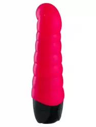 Ребристый вибратор Fun Factory Little Paul, с изогнутой головкой, 14 см, красный