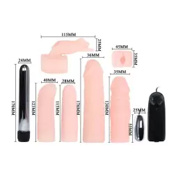 Набор из виброяйца и вибратора со сменными насадками Beauty Kit – телесный