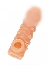 Реалистичная насадка на пенис с узором из мелких шариков и отверстием для мошонки «Cock sleeve» (большая), Kokos