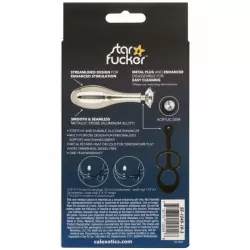 Алюминиевая анальная пробка с эрекционным кольцом STARFUCKER TEARDROP PLUG, с подхватом мошонки, 7 см, диаметр 2,5 см