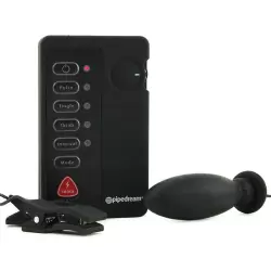 Набор электростимуляторов Shock Therapy анальная пробка и зажимы на соски – черный