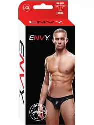 Блестящие черные тонги, трусы мужские - L/XL