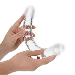 Реалистичный фаллоимитатор Shots toys, 34 см, двусторонний, прозрачный