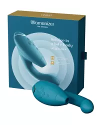 Инновационный вибратор-кролик Womanizer Duo 2 Petrol, технология Pleasure Air, бирюзовый