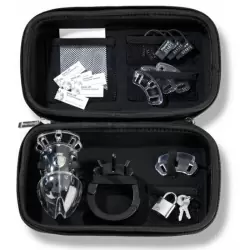 Пояс верности на пенис Pubic Enemy No 2 с электростимуляцией – прозрачный/черный