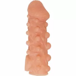 Реалистичная насадка на пенис с шариками и отверстием для мошонки «Cock sleeve» (большая), Kokos