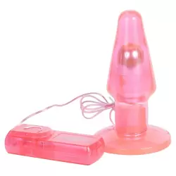 Анальная пробка Clear Butt Plug Large с вибрацией – розовая