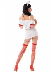 Эротический игровой костюм Le Frivole Старшая Медсестра на дежурстве – белый с красным, L/XL