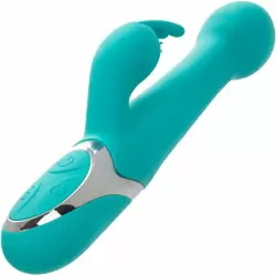 Элегантный вибратор-кролик Enchanted Oscillate с функцией пенетрации и ротацией, 14,5 см, 16 режимов, голубой