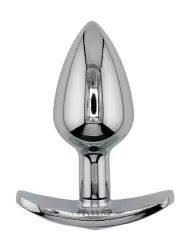 Серебряная анальная пробка для ношения с нежно-розовым кристаллом (Small)