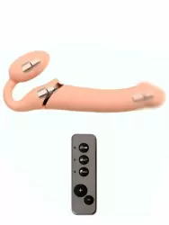 Анатомический страпон Strap-On-Me с 3 моторами, безремневой, размер L, телесный