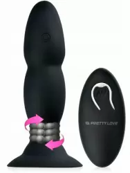 Анальная пробка Pretty Love, 14 см, 4 режима, с ротацией, с пультом Д/У, черный