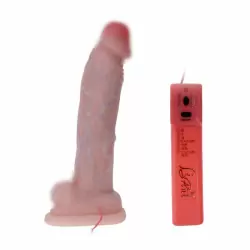 Огромный дилдо-вибромассажер с гибким стержнем Super Emperor – телесный