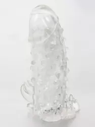 Насадка-удлинитель с закрытой головкой Brave Man с пупырышками и усиками – прозрачный