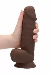 Фаллоимитатор Silicone Dildo With Balls - 21,6 см, шоколадный