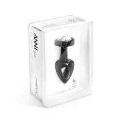 Металлическая анальная пробка Anni Clover T2 с кристаллом в виде клевера – черный