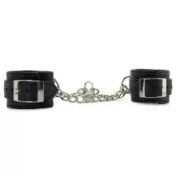 Унисекс наручники на цепи с замком Unisex Leatherette Cuffs – черный