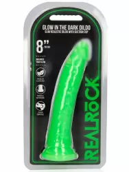 Реалистичный фаллоимитатор Slim Realistic Dildo With Suction Cup, люминисцентный, 22 см, зелёный