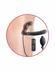 Безремневой надувной страпон с вибрацией Inflatable Vibrating Strapless – черный