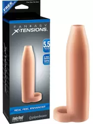 Насадка увеличитель Real Feel Enhancer с кольцом на мошонку – телесная	