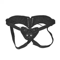 Трусики-джоки для страпона со шнуровкой Diamond Velvet Strap-On Corset – черный