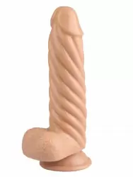 Рельефный фаллоимитатор 21 см, телесный