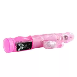 Перезаряжаемый вибромассажер-ротатор с поступательными движениями Crazy Rabbit – розовый