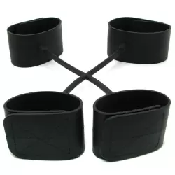 Набор наножников и наручников Silicone Submissions Hog Tie Cuffs – черный