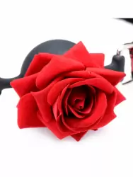 Элегантный кляп EDC Full Bloom, в форме розы, диаметр 4,3 см, силикон, красный с чёрным